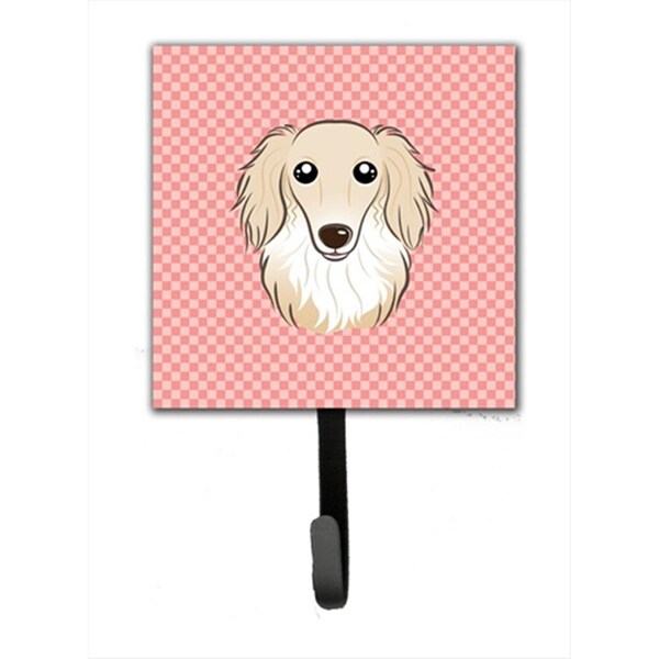 Carolines Treasures Checkerboard Pink Longhair Creme Dachshund Leash or Key Holder- 4.25 W x 7 H In. BB1212SH4 - main